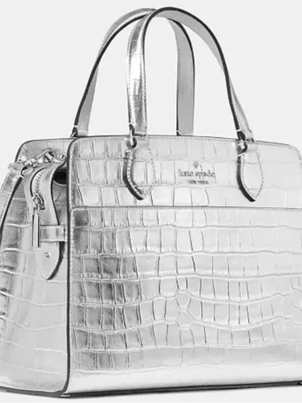 Kate Spade Silver Croc-Embossed Structured Tote